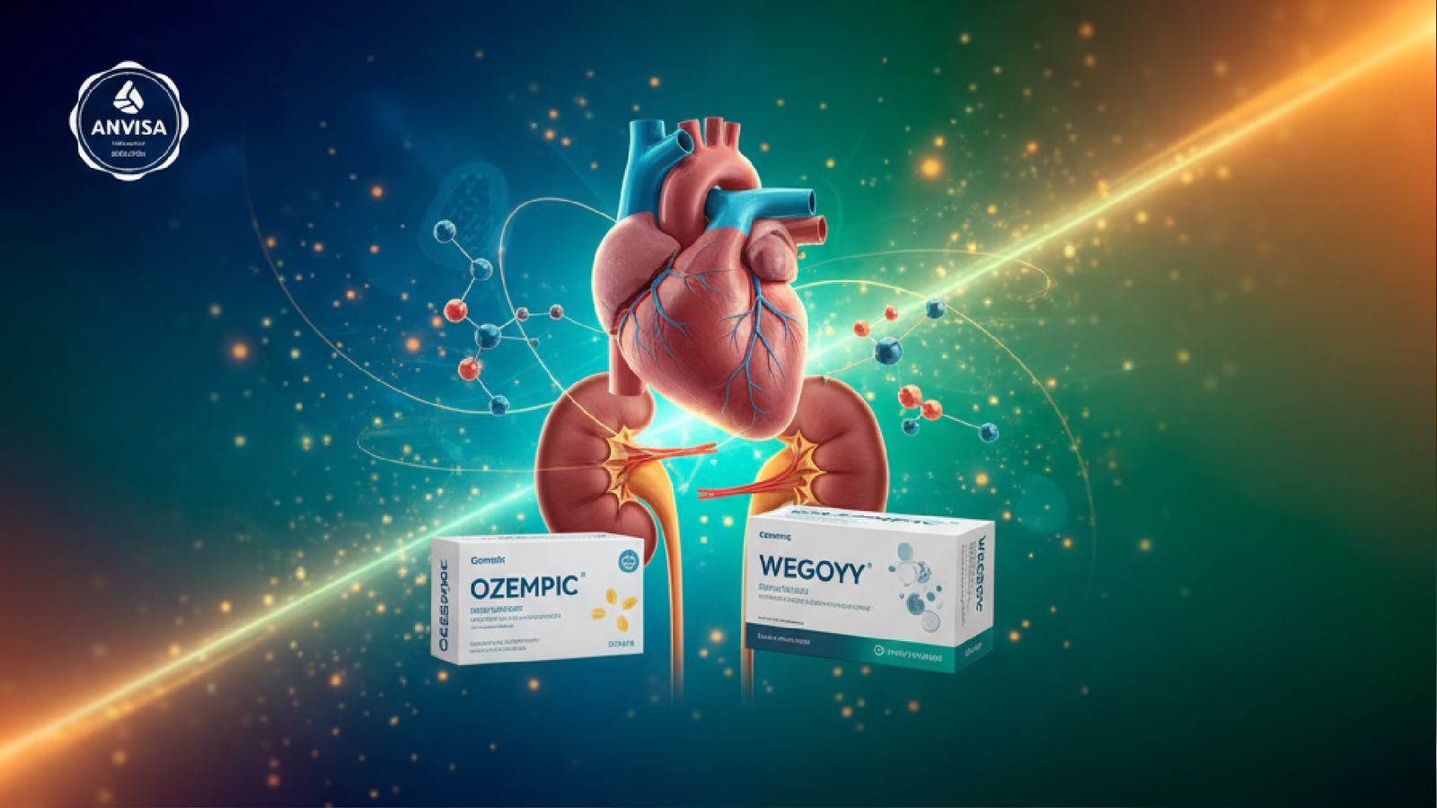 Imagem ilustrativa sobre Anvisa aprova Ozempic e Wegovy para risco cardiovascular e doença renal crônica