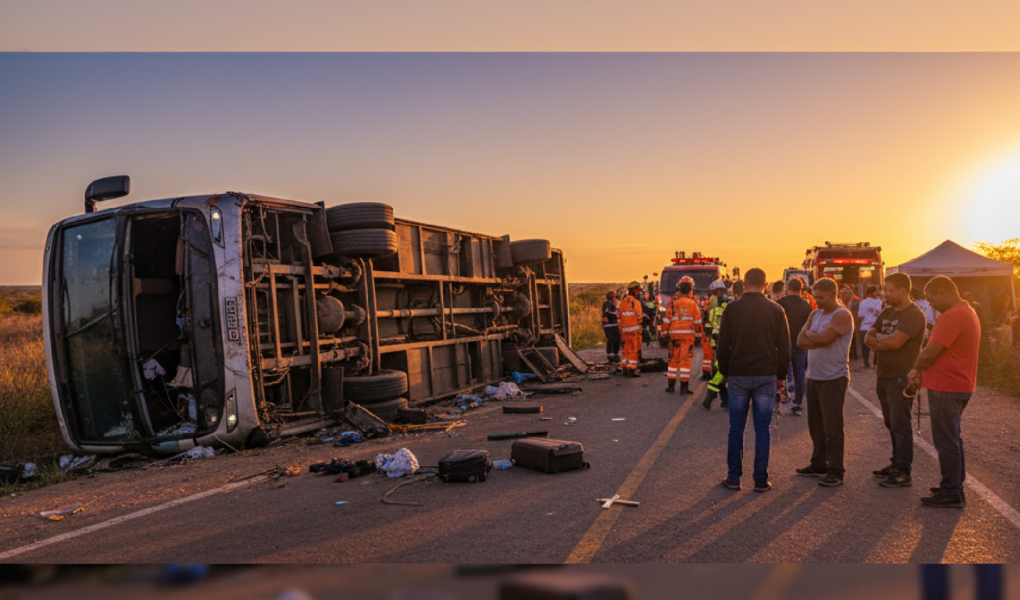 Imagem ilustrativa sobre Bus carrying pilgrims overturns in Brazil killing 15 on board