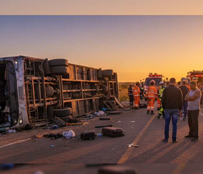 Imagem ilustrativa sobre Bus carrying pilgrims overturns in Brazil killing 15 on board