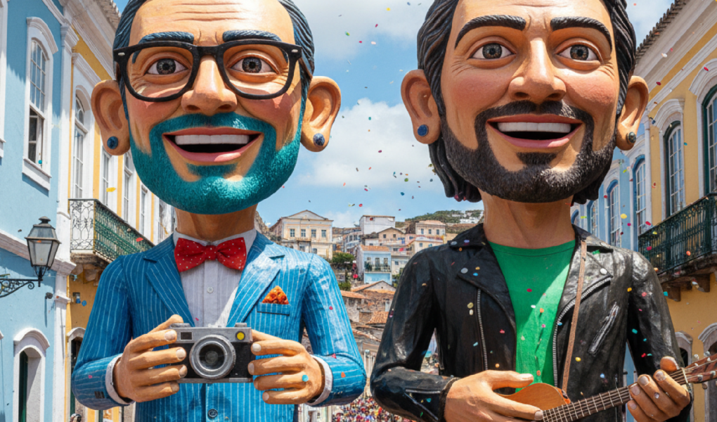 Imagem ilustrativa sobre Kleber Mendonça Filho e Wagner Moura viram bonecos gigantes de Olinda