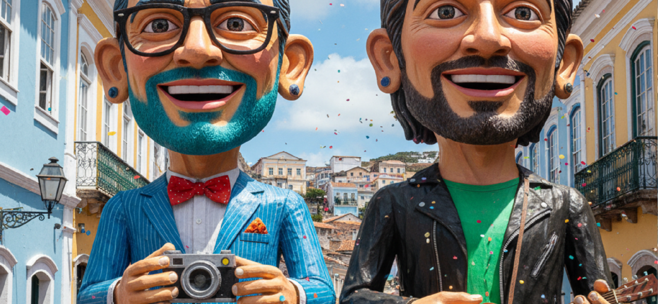 Imagem ilustrativa sobre Kleber Mendonça Filho e Wagner Moura viram bonecos gigantes de Olinda