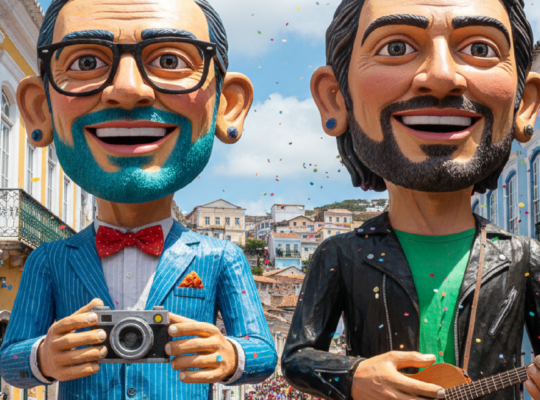 Imagem ilustrativa sobre Kleber Mendonça Filho e Wagner Moura viram bonecos gigantes de Olinda