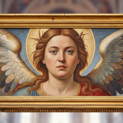 Imagem ilustrativa sobre Restored angel fresco resembling Italian PM Meloni sparks investigation