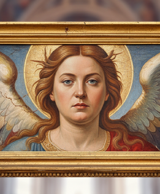 Imagem ilustrativa sobre Restored angel fresco resembling Italian PM Meloni sparks investigation