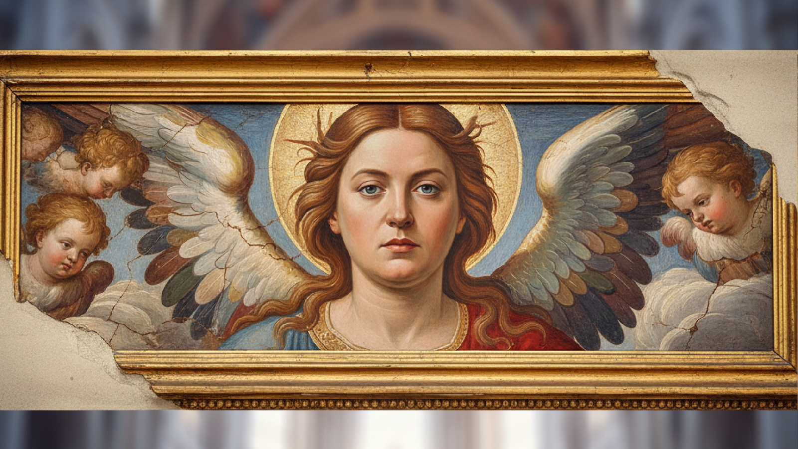 Imagem ilustrativa sobre Restored angel fresco resembling Italian PM Meloni sparks investigation