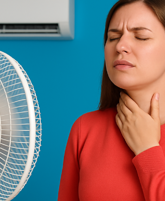Imagem ilustrativa sobre Dor de garganta depois de ficar no ventilador ou ar condicionado? Entenda por que acontece
