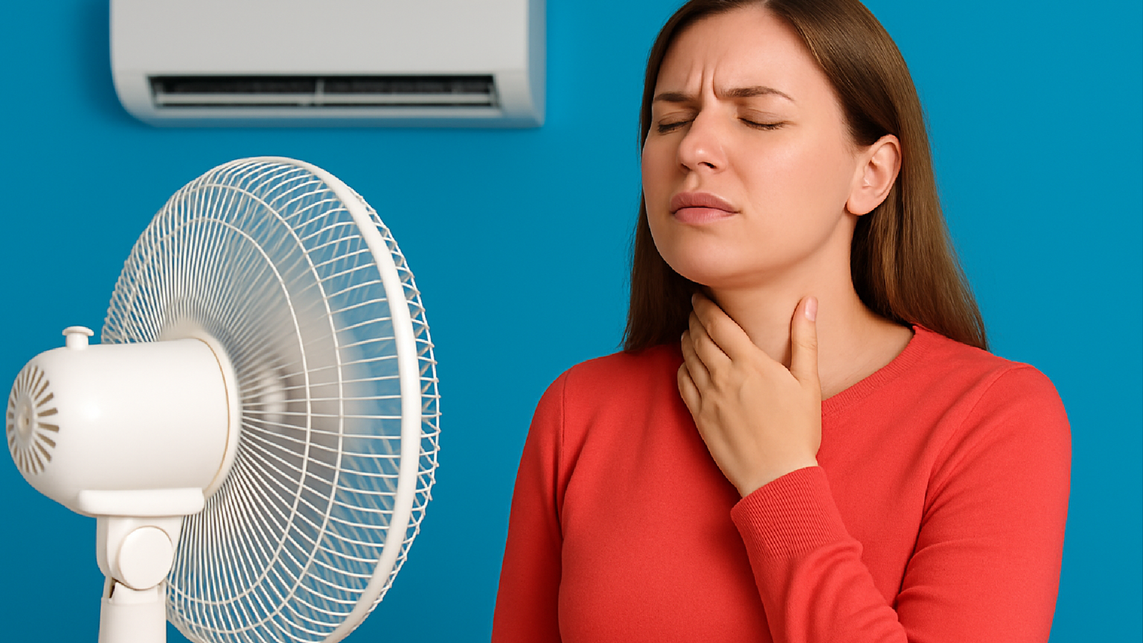 Imagem ilustrativa sobre Dor de garganta depois de ficar no ventilador ou ar condicionado? Entenda por que acontece