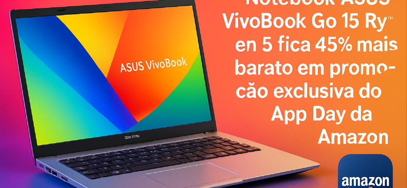 Imagem ilustrativa sobre Notebook ASUS VivoBook Go 15 Ryzen 5 fica 45% mais barato em promoção exclusiva do App Day da Amazon