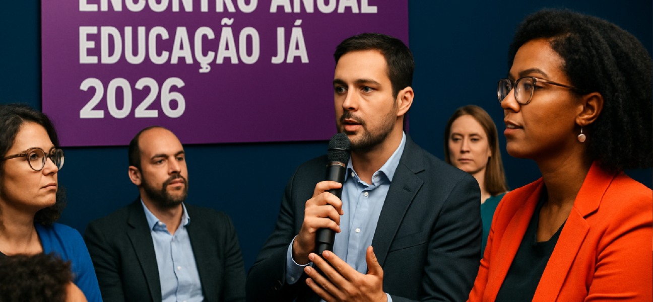 Imagem ilustrativa sobre Encontro Anual Educação Já 2026 reúne lideranças para discutir agenda educacional do próximo ciclo d