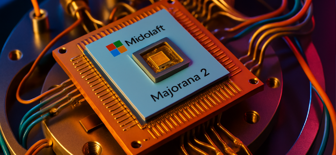 Imagem ilustrativa sobre Microsoft apresenta chip quântico Majorana 2 com estabilidade recorde e IA