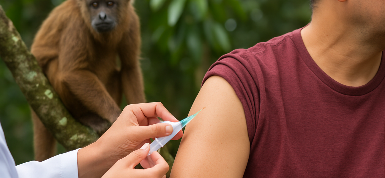 Imagem ilustrativa sobre Após detectar vírus em macaco, SP reforça vacinação contra febre amarela no ABC