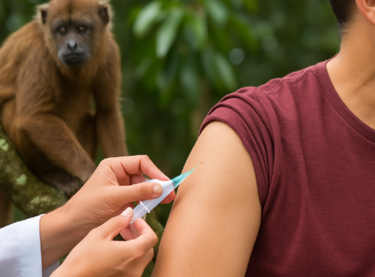Imagem ilustrativa sobre Após detectar vírus em macaco, SP reforça vacinação contra febre amarela no ABC