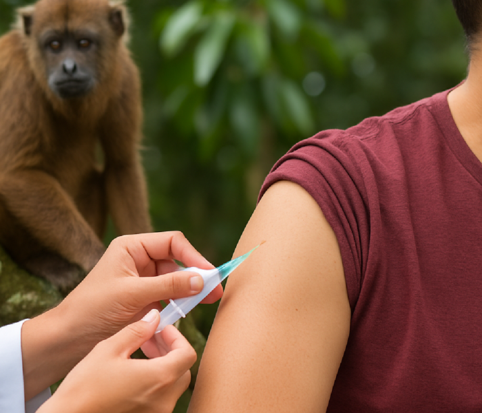 Imagem ilustrativa sobre Após detectar vírus em macaco, SP reforça vacinação contra febre amarela no ABC