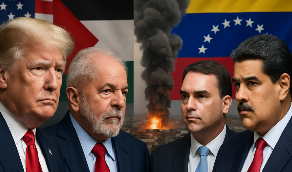 Imagem ilustrativa sobre Trump, Gaza e Venezuela põem Lula e Flávio em disputa de trunfo eleitoral