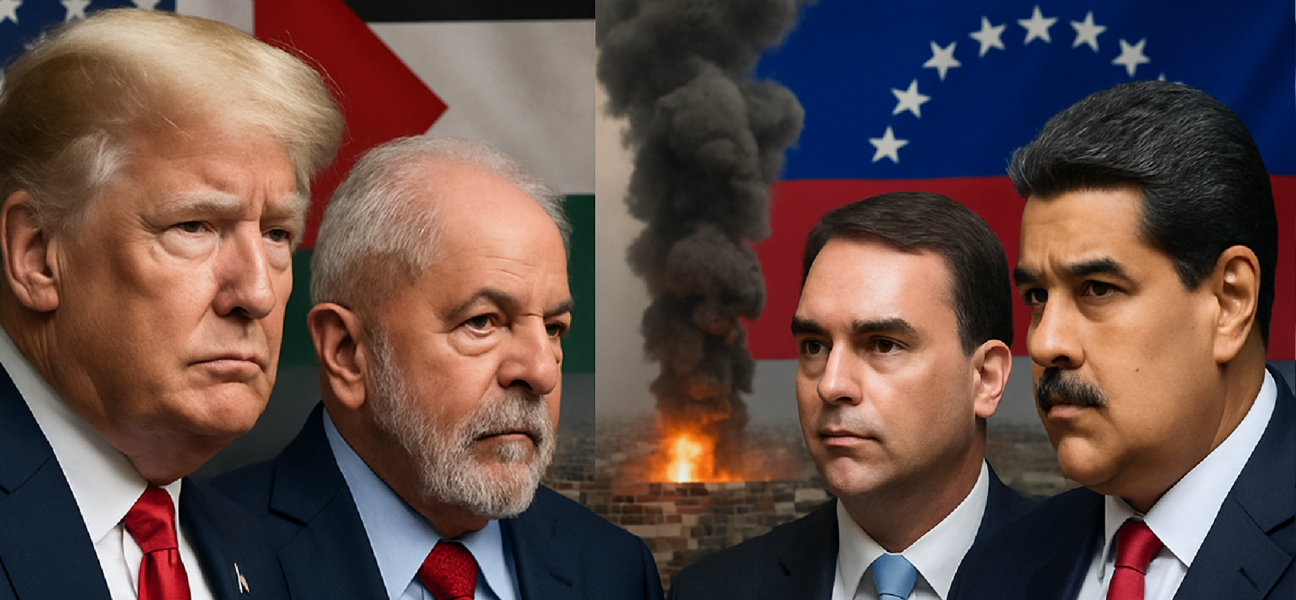 Imagem ilustrativa sobre Trump, Gaza e Venezuela põem Lula e Flávio em disputa de trunfo eleitoral