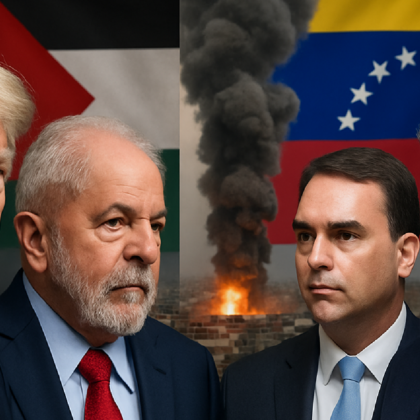 Imagem ilustrativa sobre Trump, Gaza e Venezuela põem Lula e Flávio em disputa de trunfo eleitoral