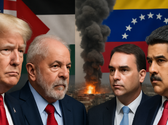 Imagem ilustrativa sobre Trump, Gaza e Venezuela põem Lula e Flávio em disputa de trunfo eleitoral